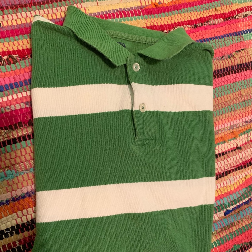 Gap green and white collared shirt